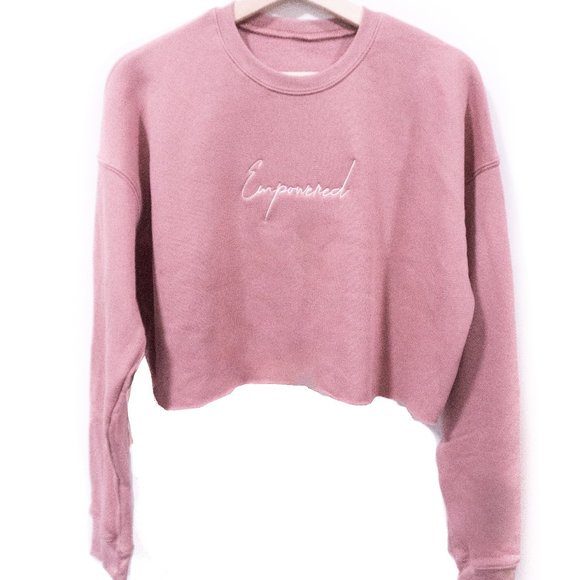 Apparel 20 "Empowered" Rosé Crop Top Fleece Sweate - Picture 1 of 3